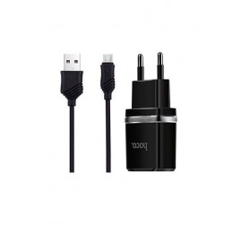 АЗУ Hoco C12 2USB 2.4A+кабель lightning 1m черный 